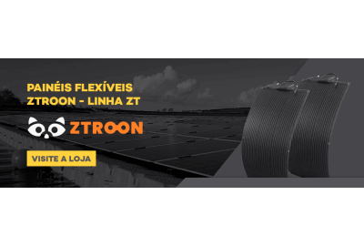Banner de divulgação das placas solares flexíveis da ZTROON