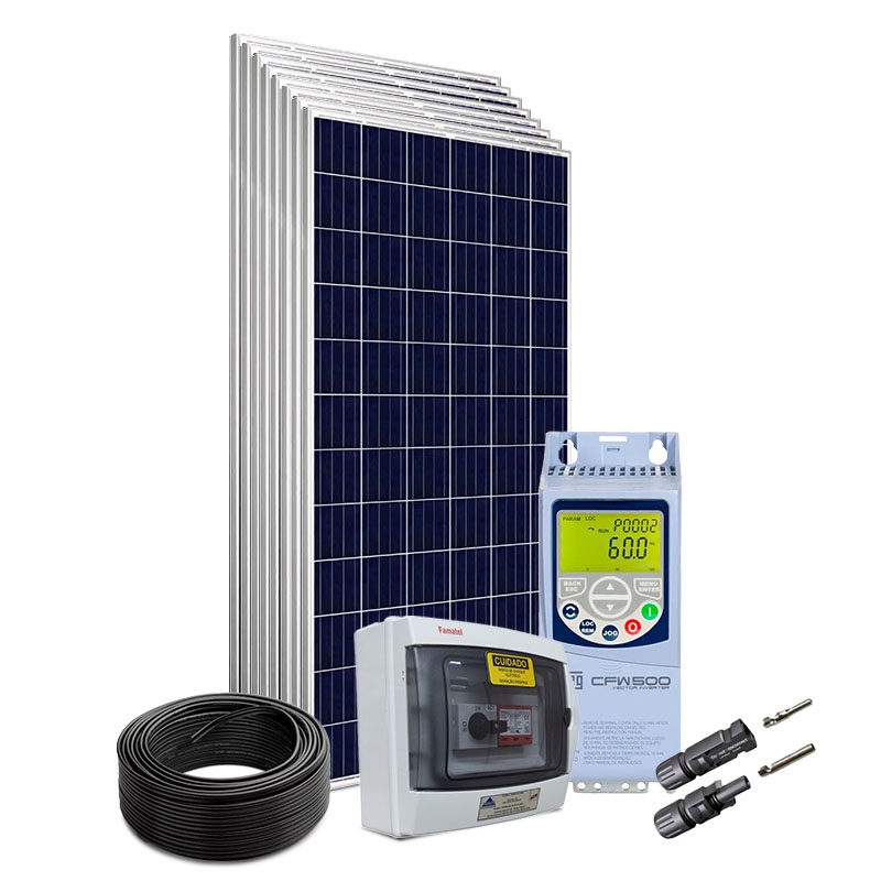 Kit Solar p/ Bomba (CA) de 1 CV - Trifásica 220V - com Inversor WEG Solar Drive CFW500 - até 2.800 Wp